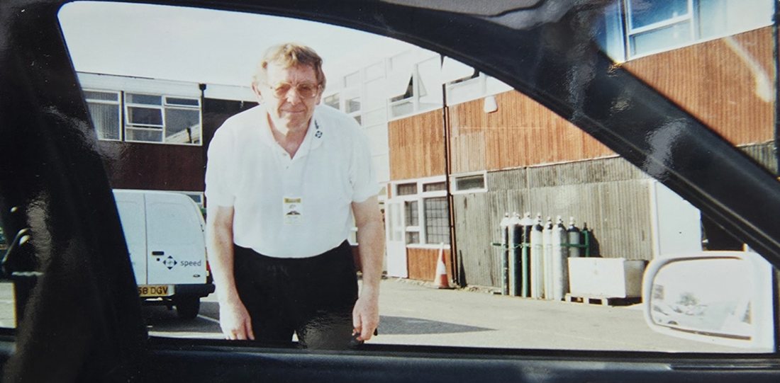 Morrice Wells beside an early Speed-branded van
